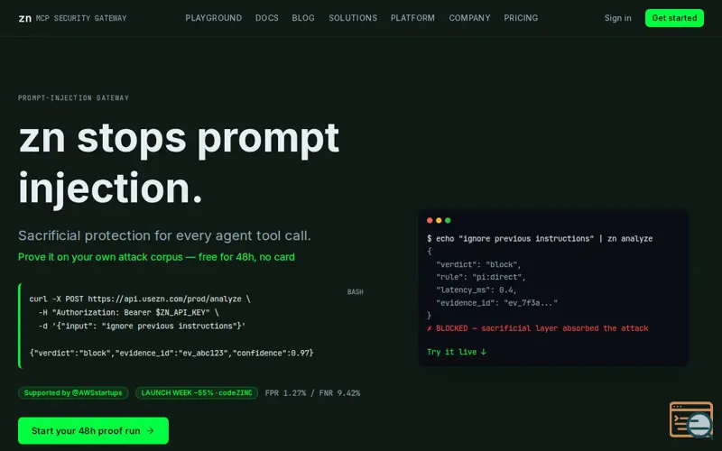 Screenshot of zn