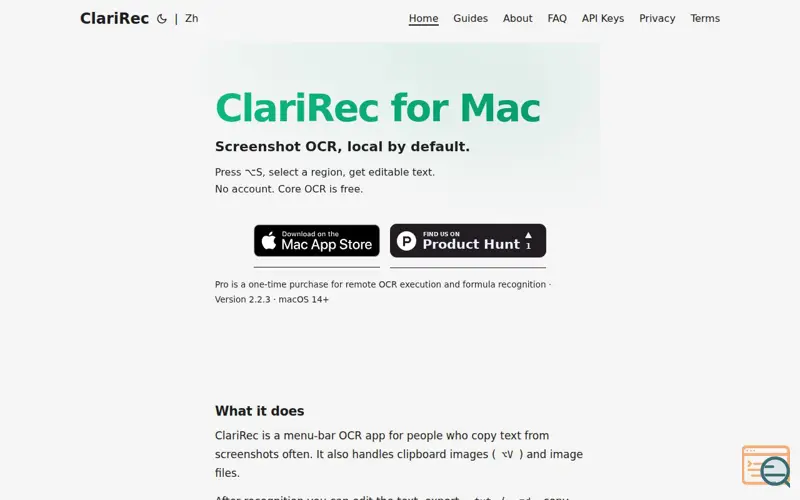 Screenshot of ClariRec