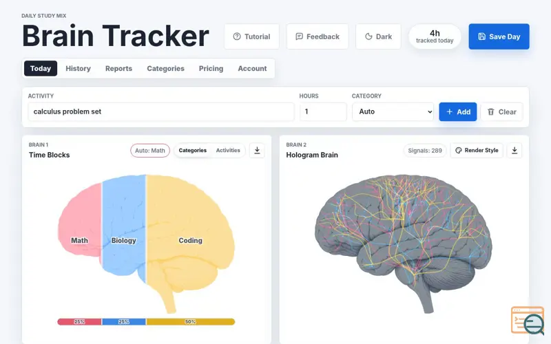 Screenshot of Brain Tracker