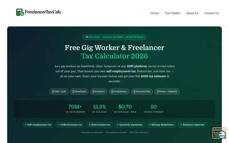 Screenshot of Gig Worker Tax Calculator 2026
