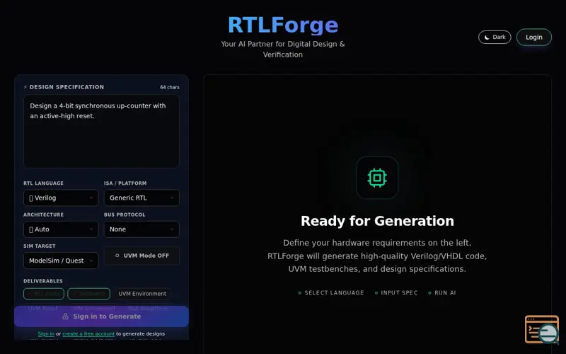 Screenshot of RTL Forge
