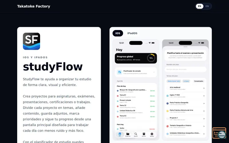Screenshot of studyFlow