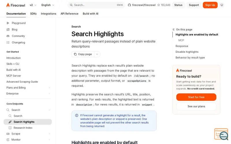 Screenshot of The new Firecrawl /search