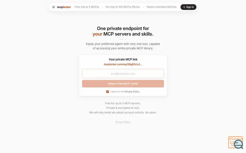 Screenshot of mcplocker, your personal MCP locker