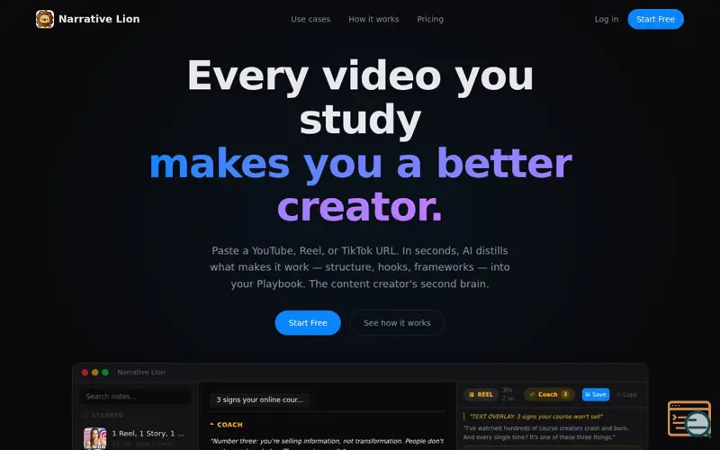 Screenshot of Narrative Lion