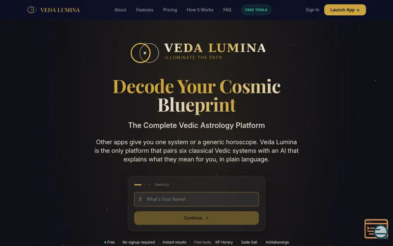Screenshot of Veda Lumina