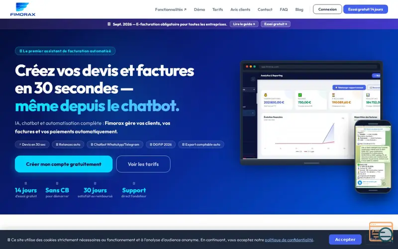 Screenshot of Fimorax— AI Invoicing Copilot