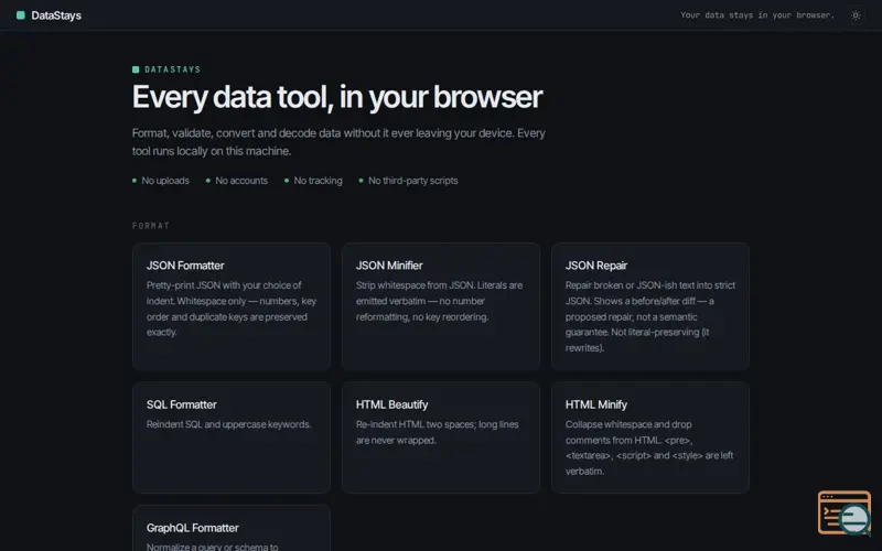 Screenshot of Datastays