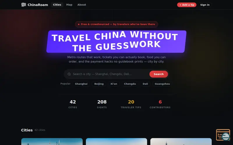 Screenshot of ChinaRoam