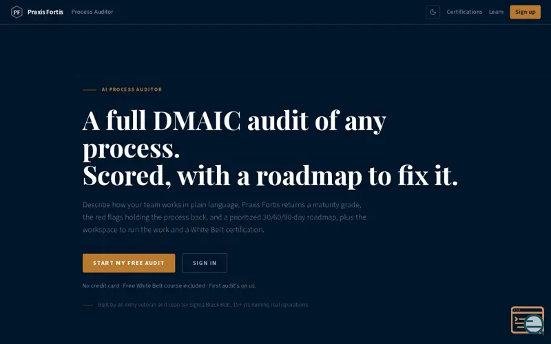 Screenshot of Praxis Fortis Process Auditor