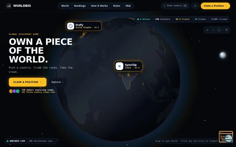 Screenshot of WorldBid