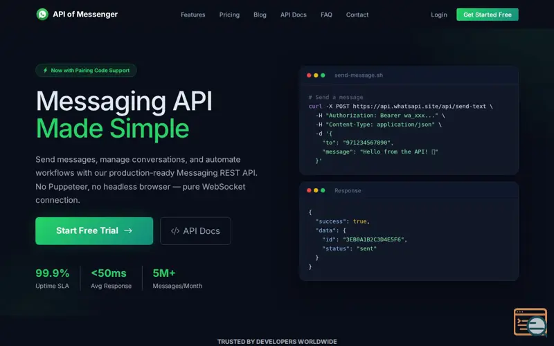 Screenshot of API of Messenger