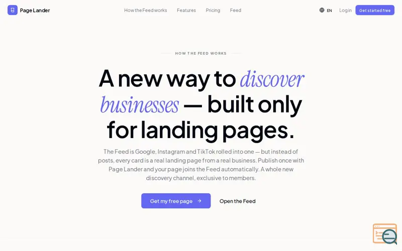 Screenshot of Page Lander