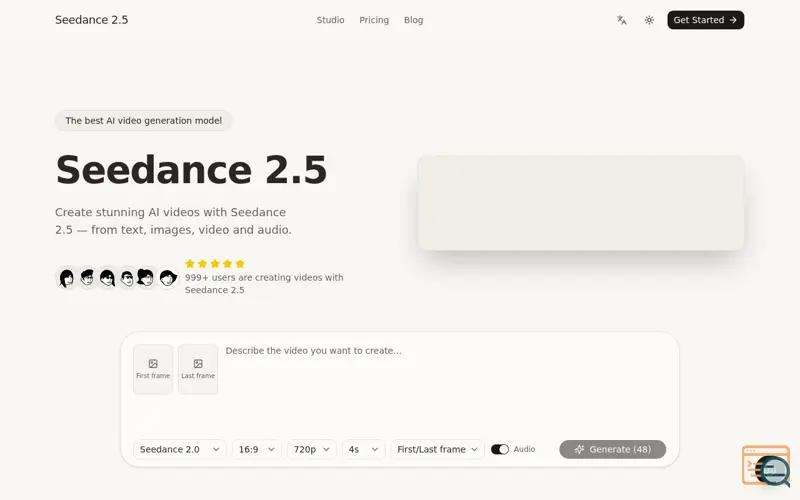Screenshot of Seedance 2.5, a launch using AI Agents Directory