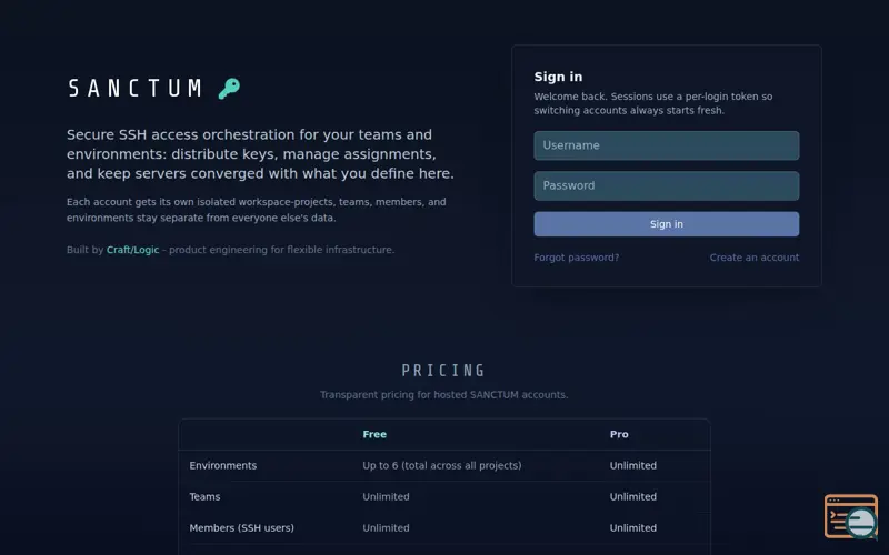 Screenshot of SANCTUM