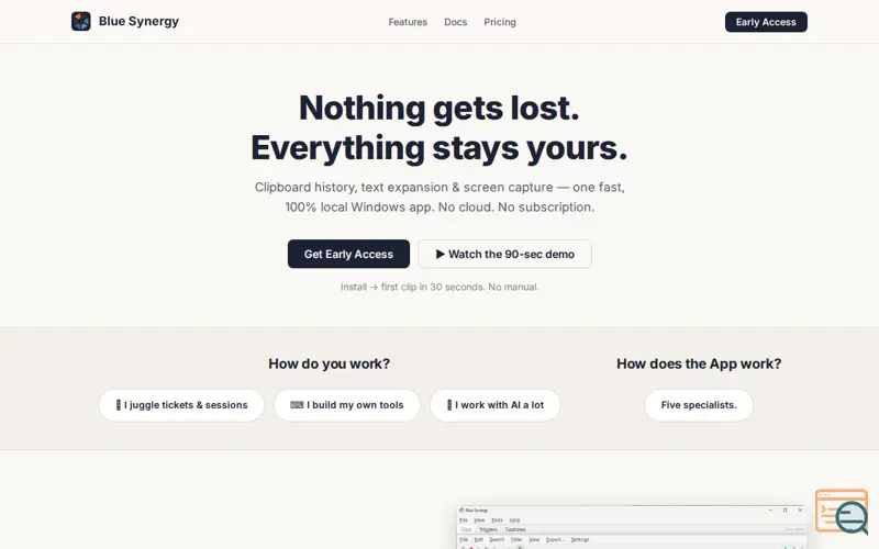 Screenshot of Blue Synergy
