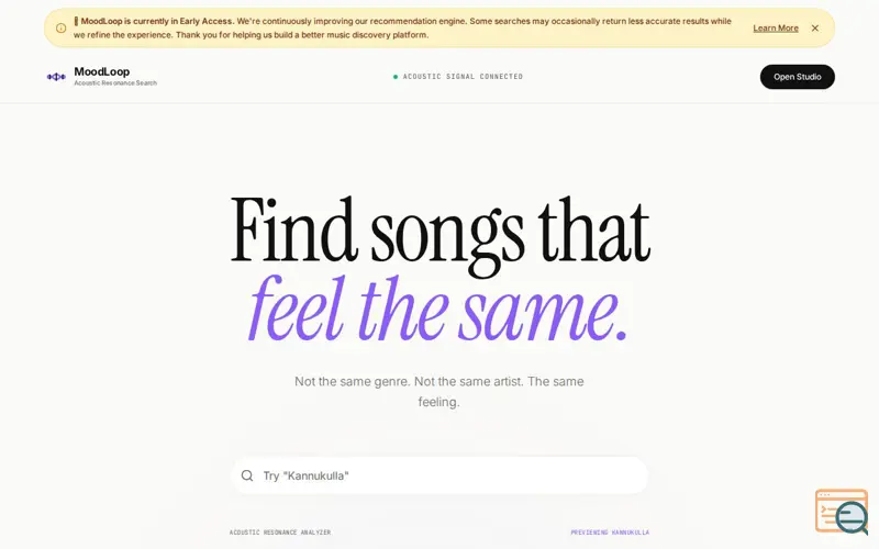 Screenshot of MoodLoop — Explore Emotional Song Connections