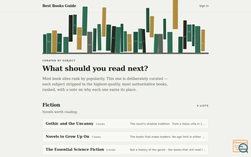 Screenshot of Best Books Guide