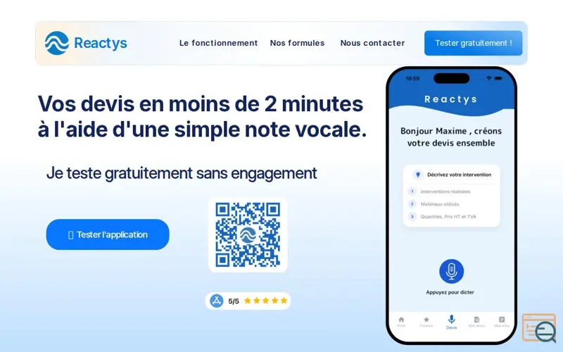 Screenshot of Reactys