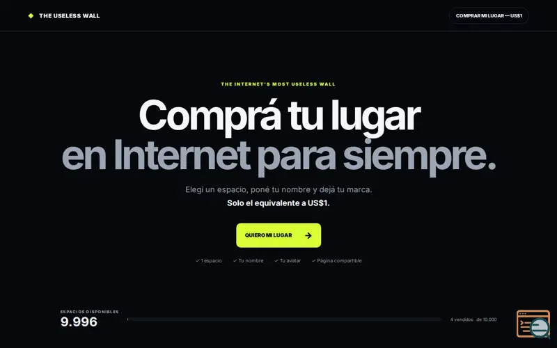 Screenshot of Tu lugar en Internet — The Useless Wall