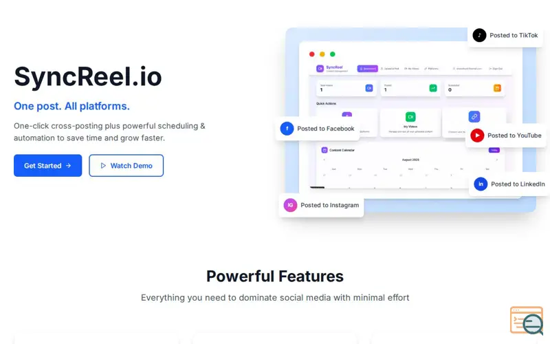 Screenshot of SyncReel.io