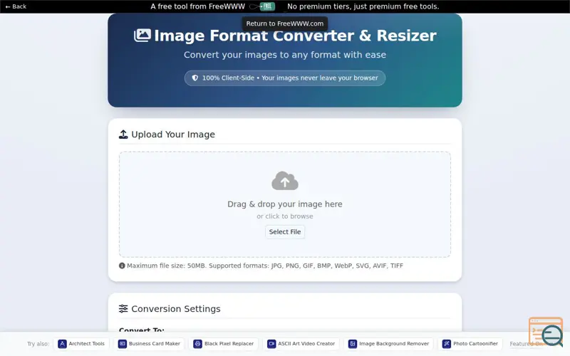 Screenshot of FreeWWW Image Converter & Resizer
