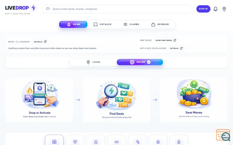 Screenshot of LiveDrop