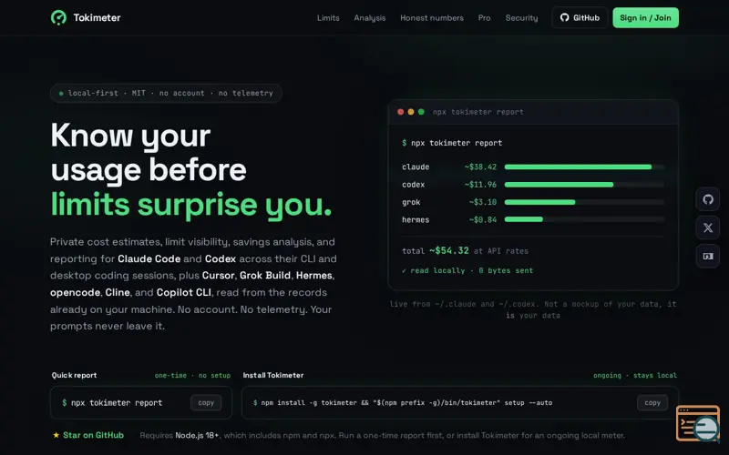 Screenshot of Tokimeter