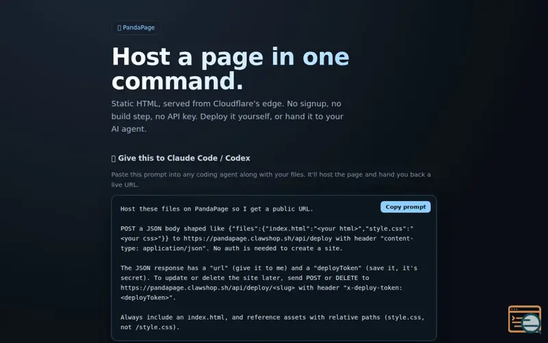 Screenshot of PandaPage