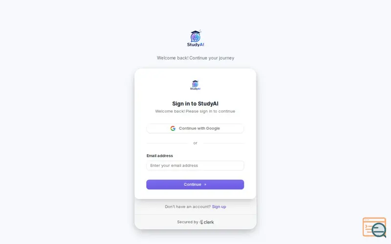 Screenshot of StudyAI