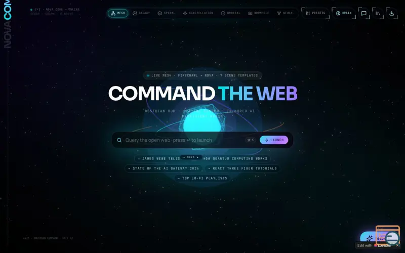 Screenshot of NOVA · Command Deck for the Open Web
