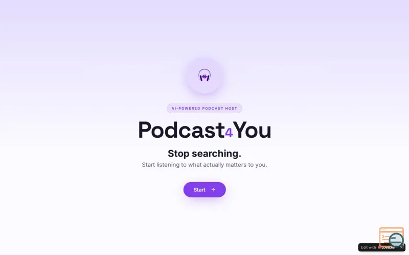Screenshot of Podcast4You — Podcasts tailored to You.