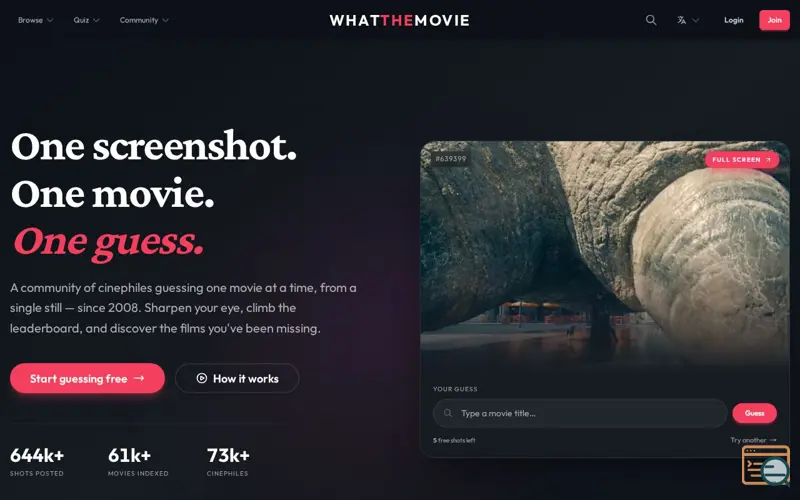 Screenshot of Whatthemovie, a launch using ForwardMX
