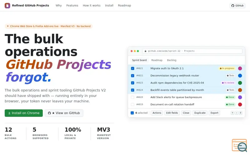 Screenshot of Refined GitHub Projects