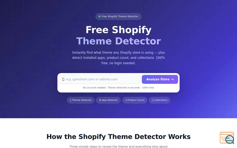 Screenshot of Free Shopify Theme Detector