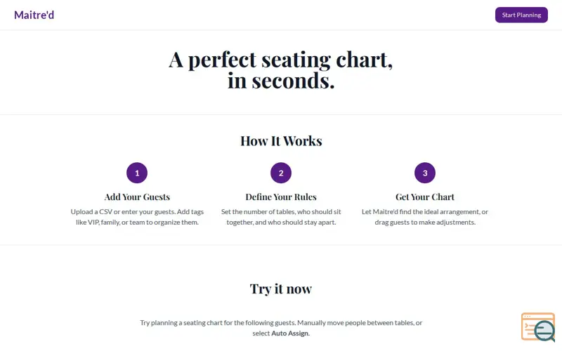 Screenshot of Maitre'd Seats