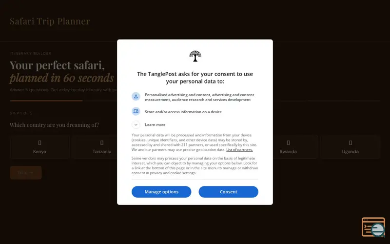 Screenshot of Safari Planner