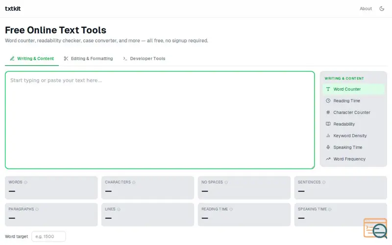Screenshot of txtkit