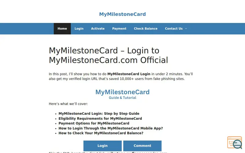 Screenshot of MyMilestoneCard