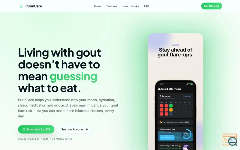 Screenshot of PurinCare