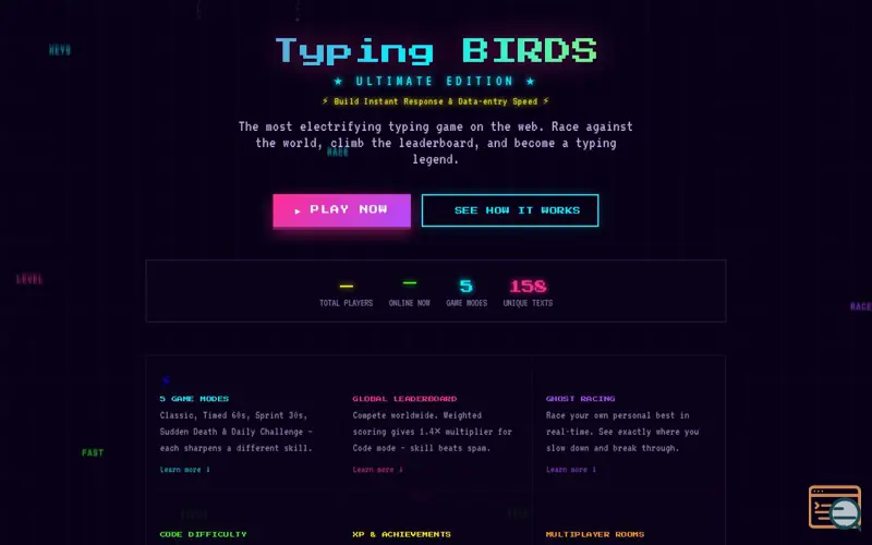 Screenshot of TypingBIRDS
