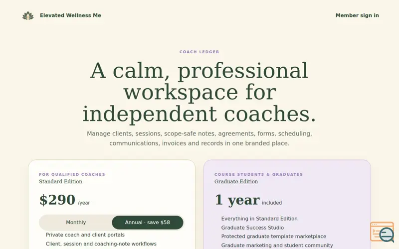 Screenshot of Coach Ledger