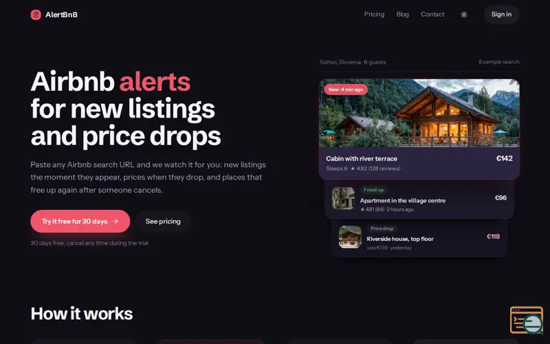Screenshot of AlertBnB — Instant Airbnb Notifications for New Listings