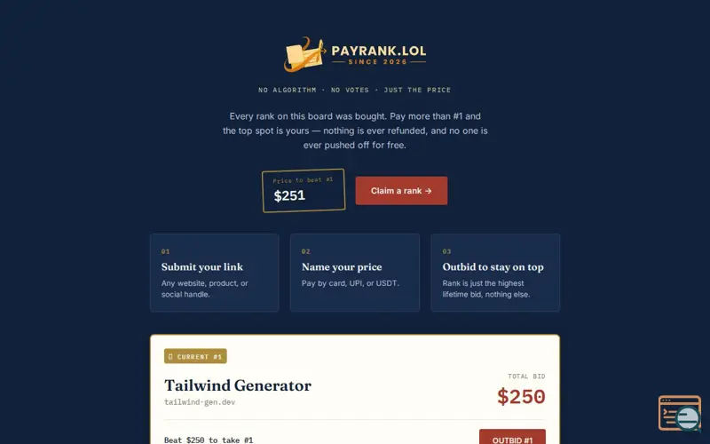 Screenshot of PayRank