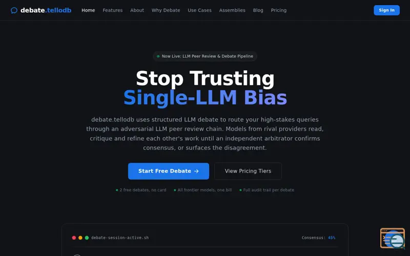 Screenshot of debate.tellodb