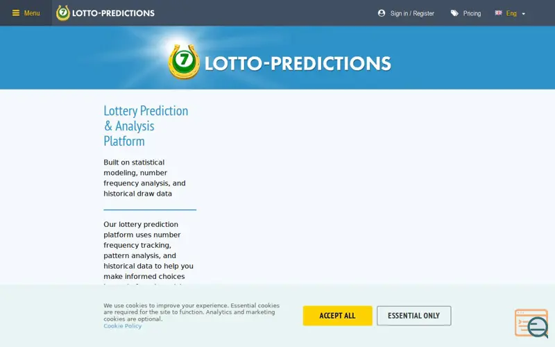 Screenshot of Lotto Predictions