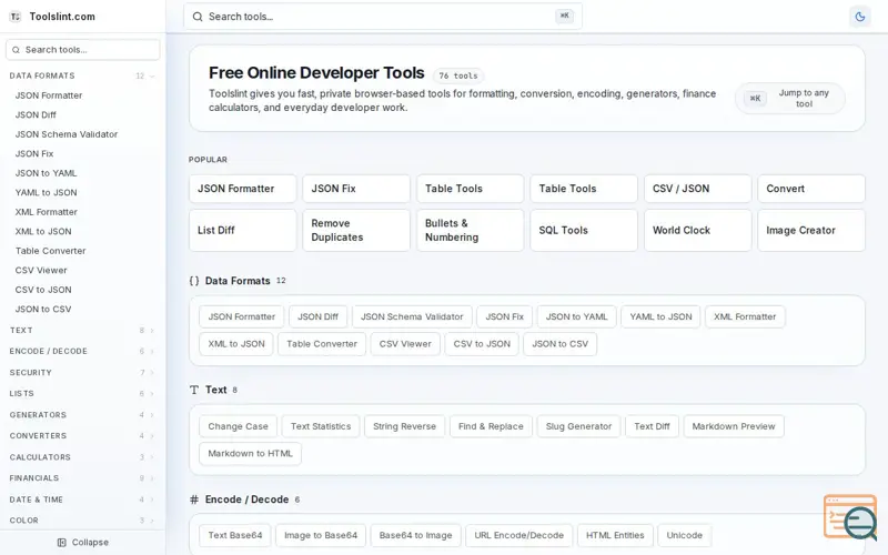 Screenshot of Toolslint
