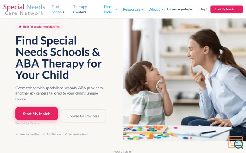 Screenshot of Special Needs Care Network