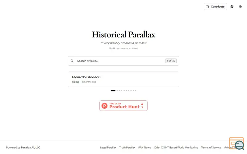 Screenshot of Historical Parallax