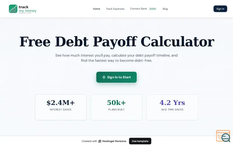 Screenshot of Track My Money